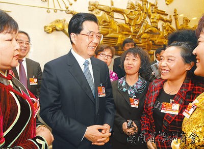 胡锦涛吴邦国温家宝贾庆林李长春李克强周永康分别参加全国两会一些团组审议和讨论(图)