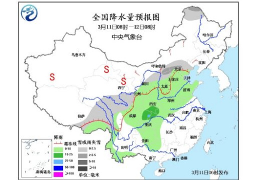 较强冷空气再袭中国中东部将现大范围降水天气